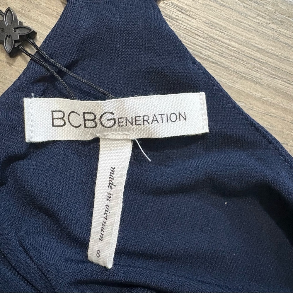 BCBGeneration Navy Blue Mini Dress Pockets Sz S Racerback Adjustable Straps - Picture 5 of 8